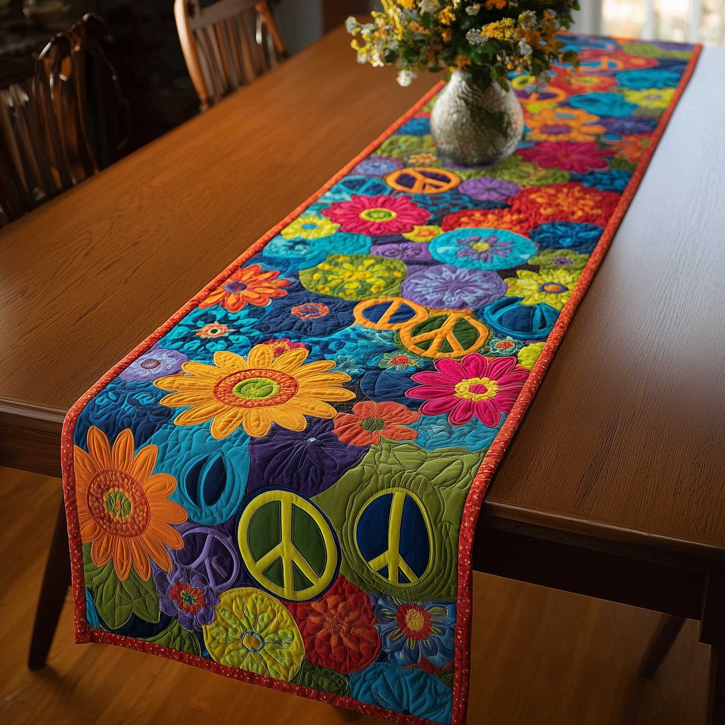 Peace Sign Quilted Table Runner GFTOMA8954
