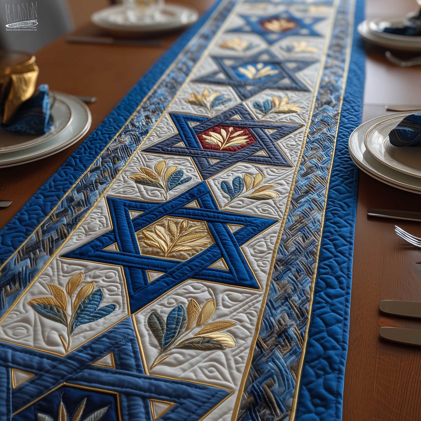 Star of David Quilted Table Runner GFTOMA8959