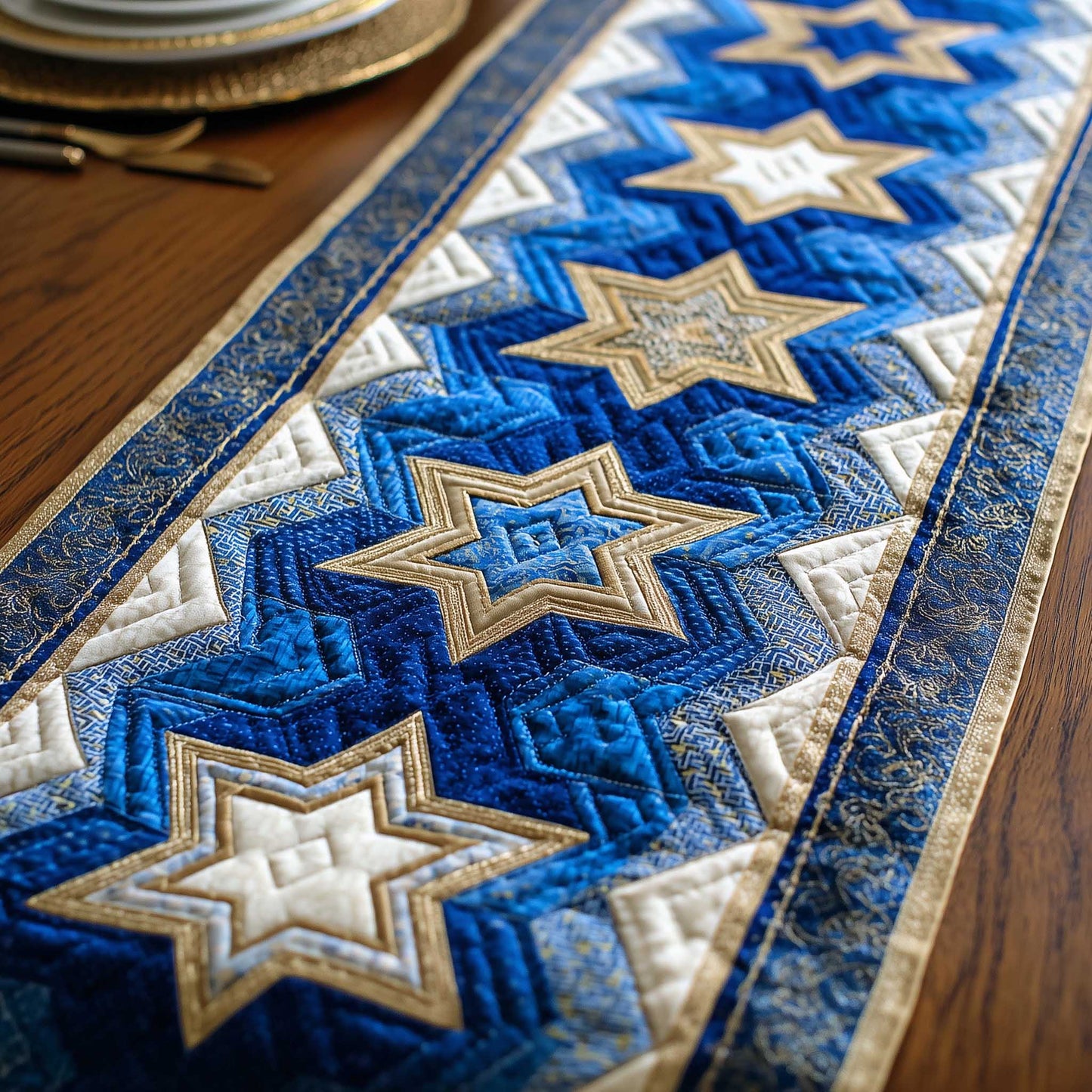 Star of David Quilted Table Runner GFTOMA8960