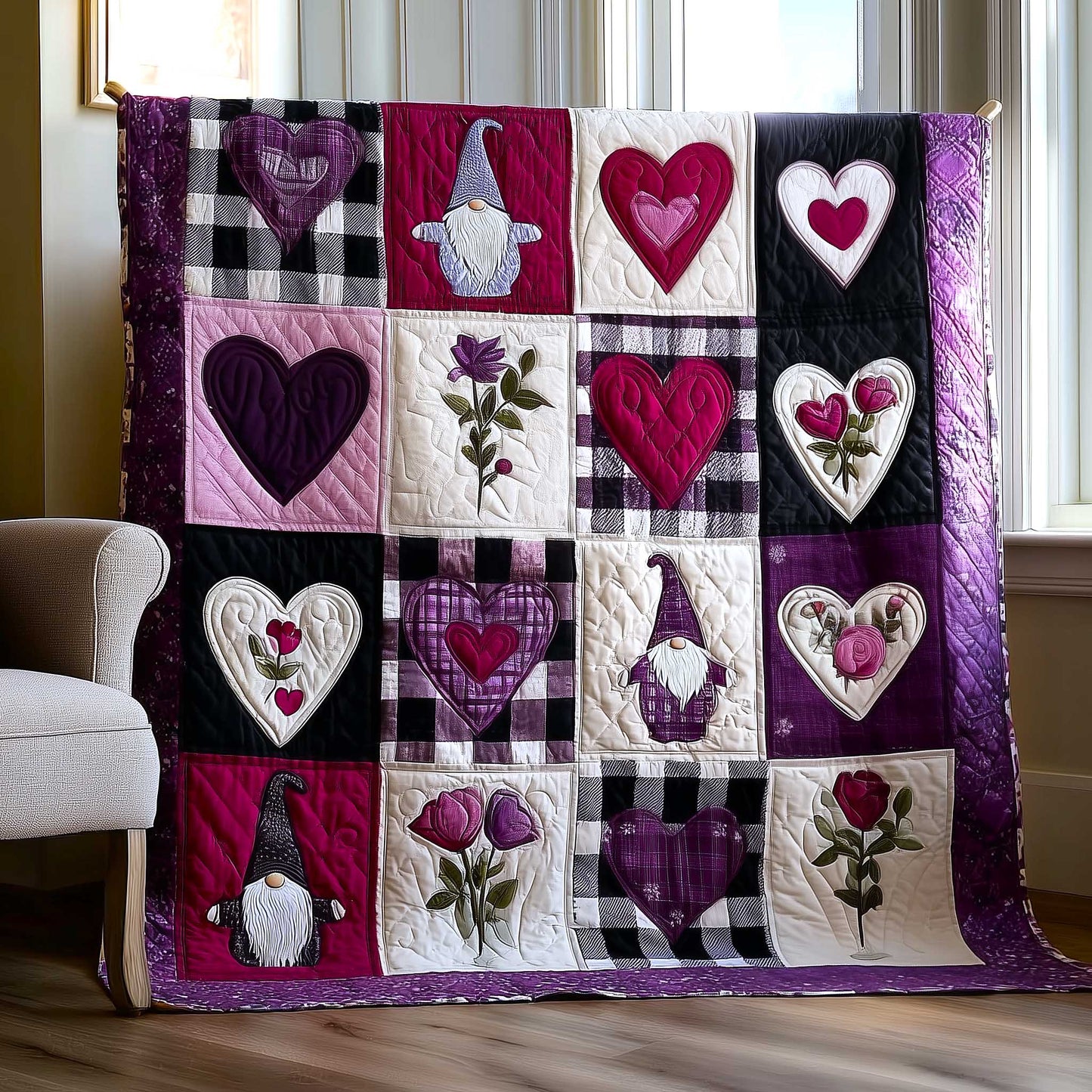 Sweetheart Gnome Quilted Blanket GFTOMA9008