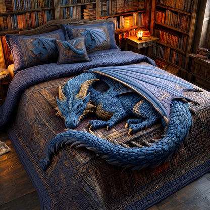 Bookbound Dragon 3-Piece Quilted Bedding Set GFTOMA9057