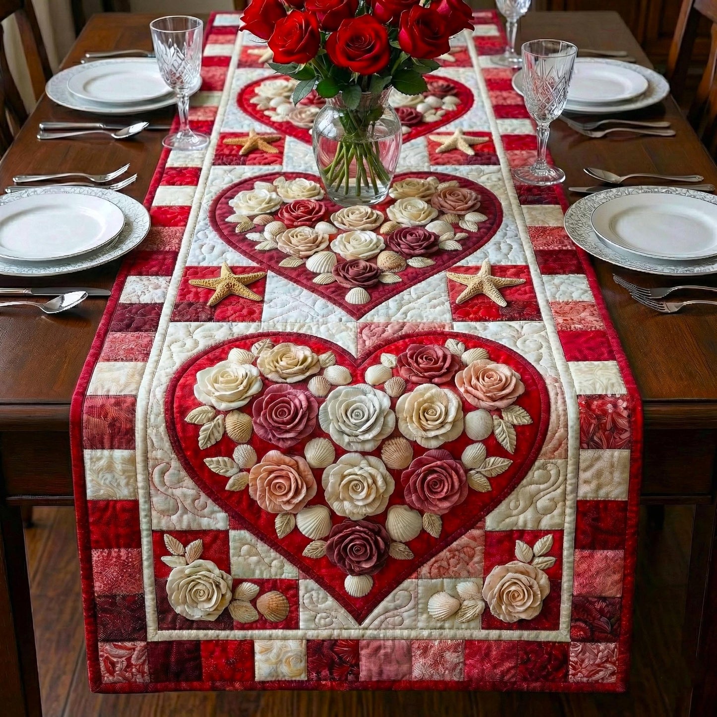 Heartloom Roses Quilted Table Runner GFTOMA9154