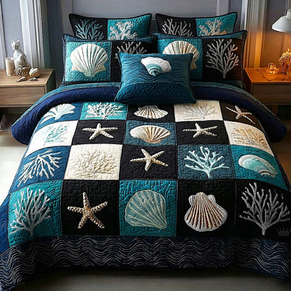 Seashell Calm 3-Piece Quilted Bedding Set GFTOMA9225