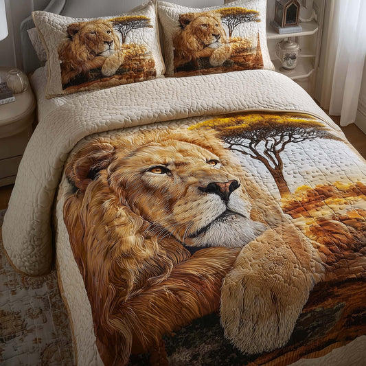 Safari Lion 3-Piece Quilted Bedding Set GFTOMA9322