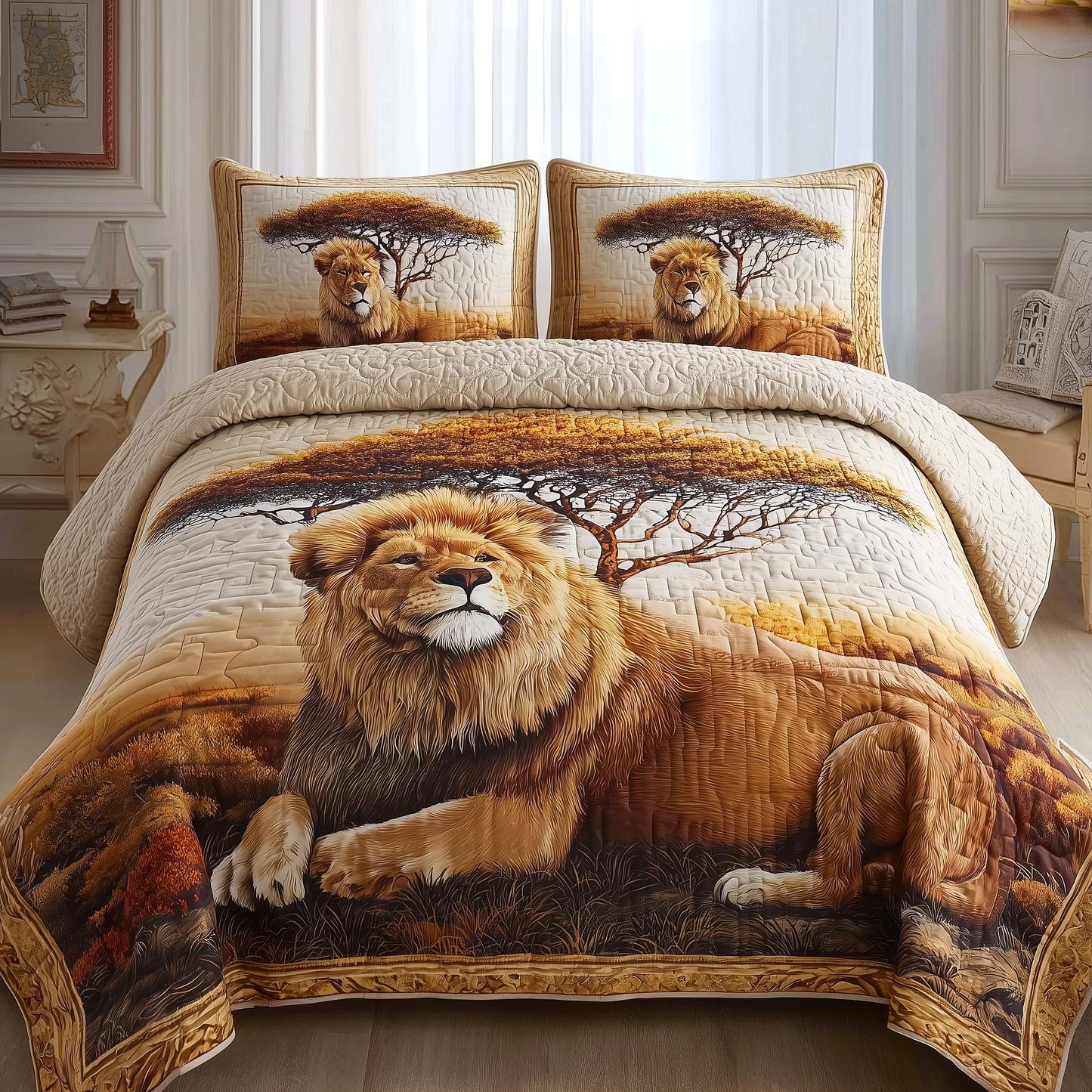 Golden Lion 3-Piece Quilted Bedding Set GFTOMA9323