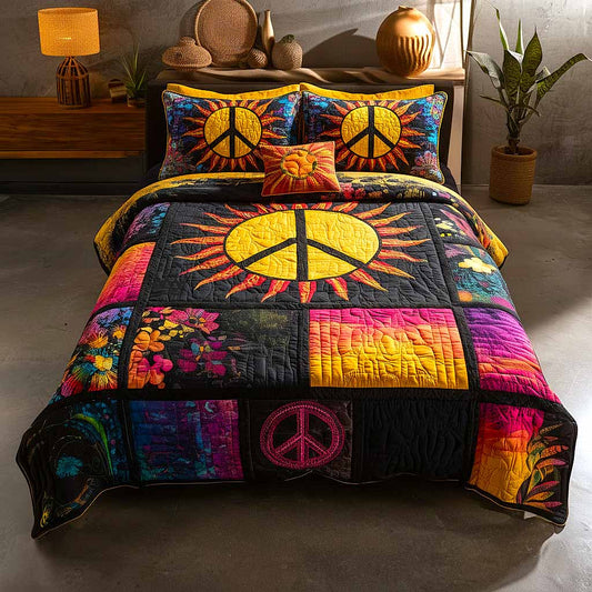 Peace Love 3-Piece Quilted Bedding Set GFTOMA9429