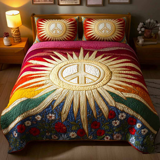 Groovy Peace 3-Piece Quilted Bedding Set GFTOMA9432