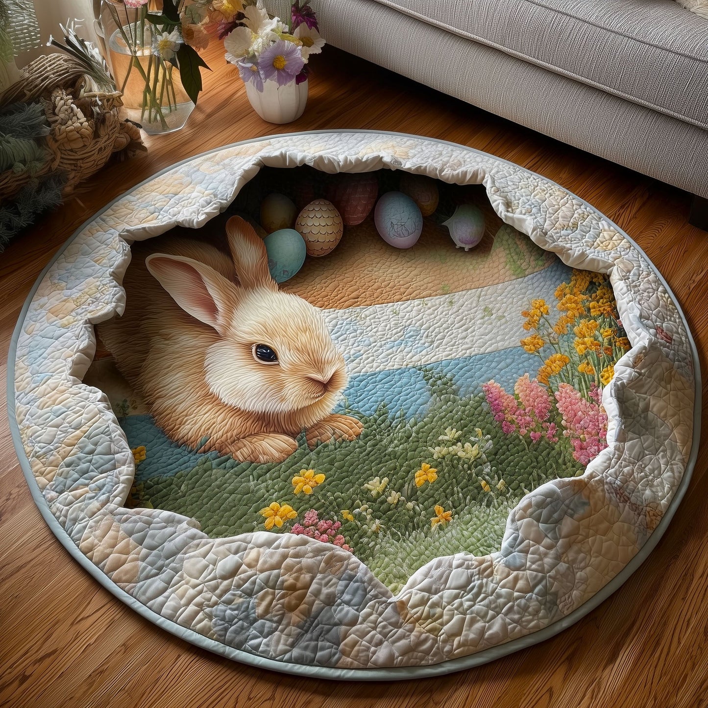 Happy Easter Quilted Round Mat GFTOMA9476