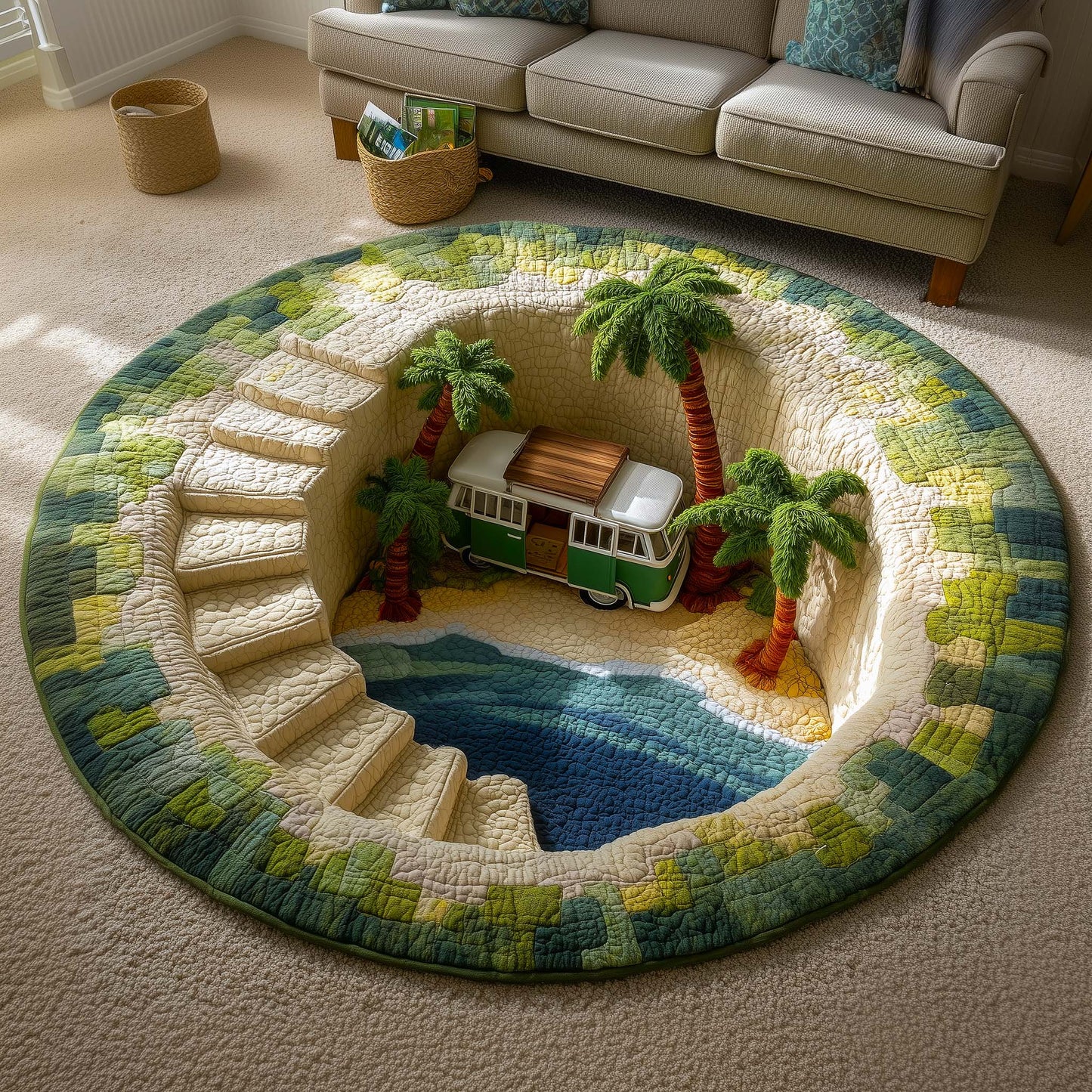 Tropical Ride Quilted Round Mat GFTOMA9525