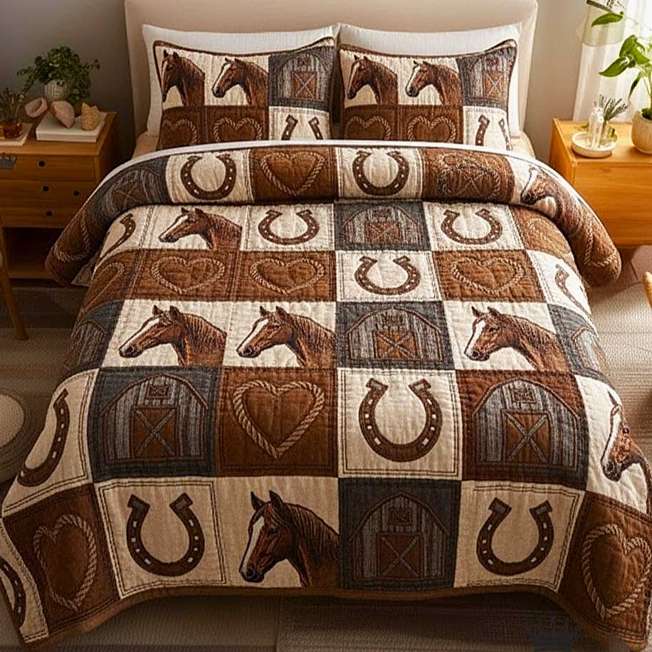 Wild Horse 3-Piece Quilted Bedding Set GFTOMA9568