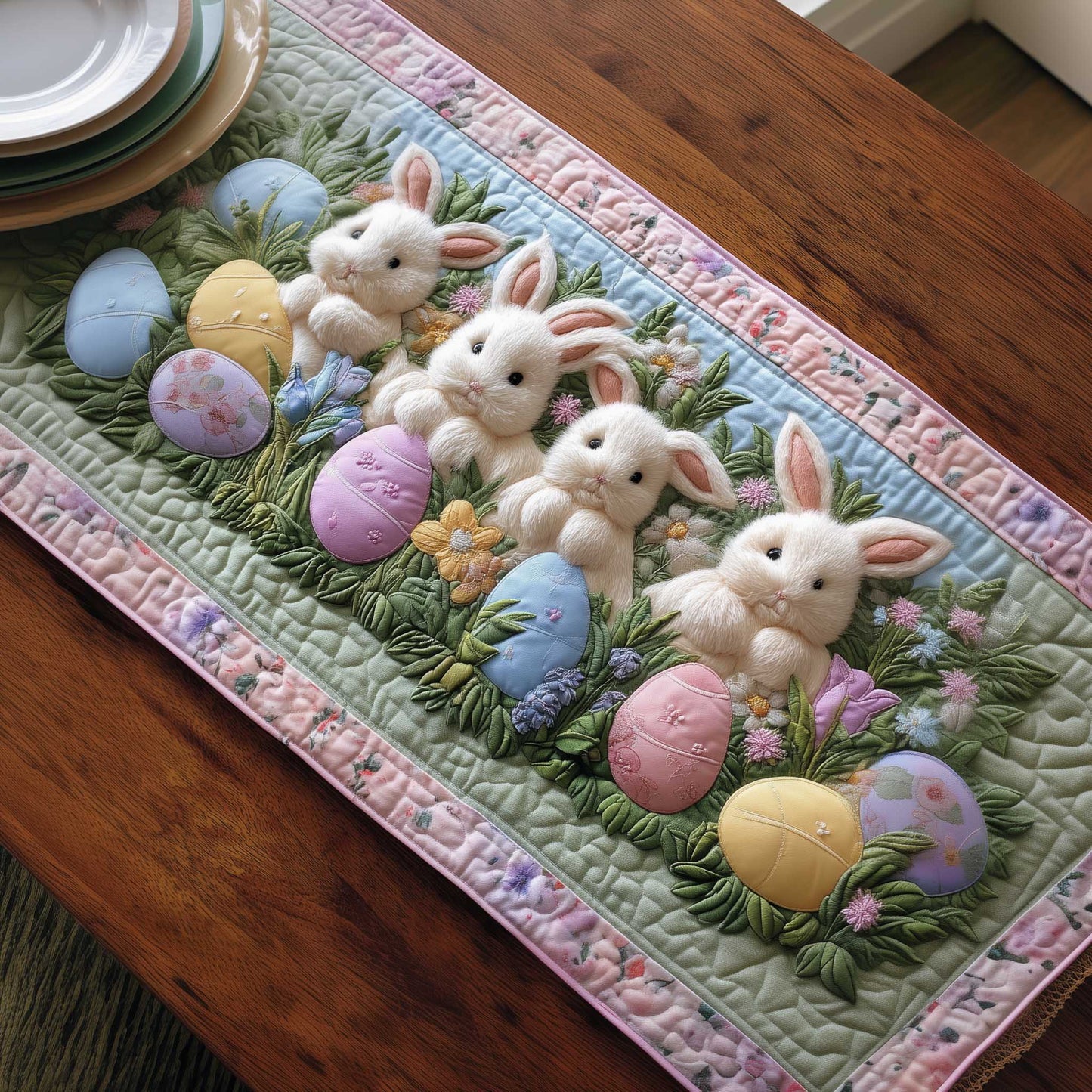 Cottage Bunny Quilted Table Runner GFTOMA9580