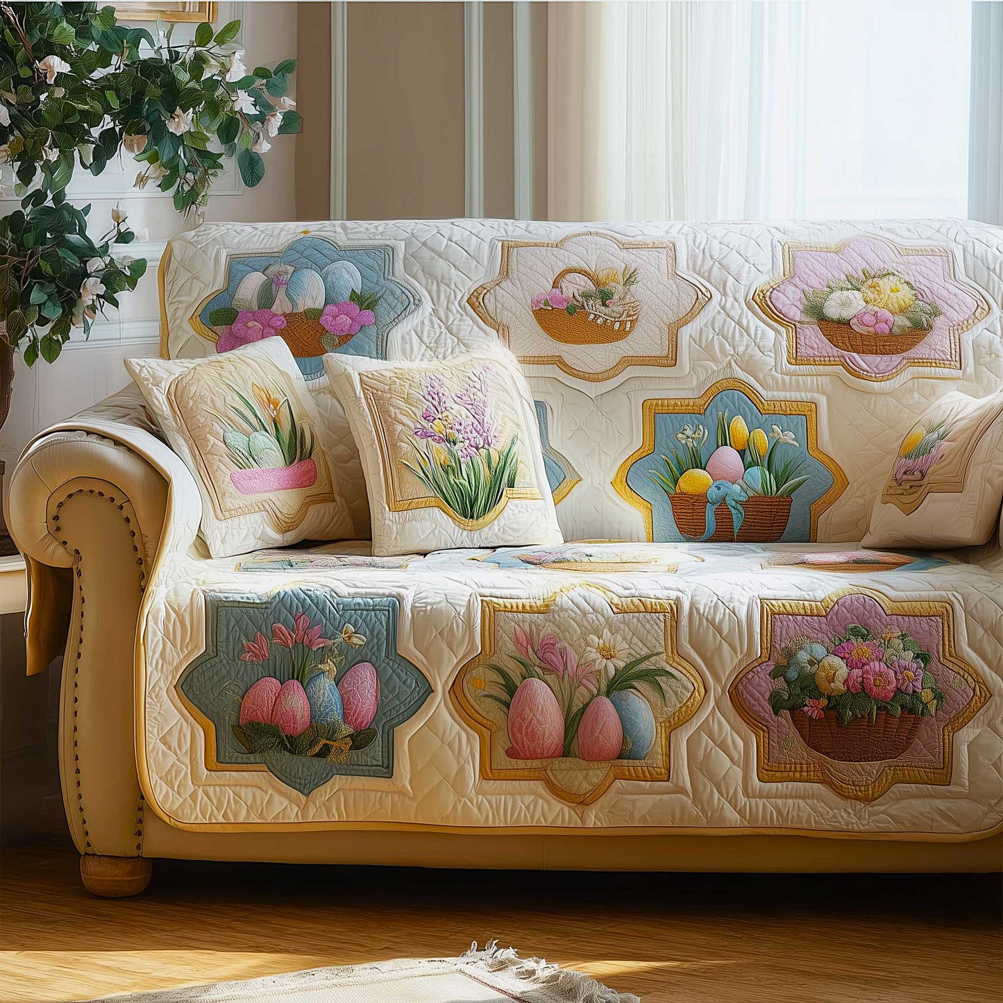 Egg Hunt Quilted Sofa Cover GFTOMA9601