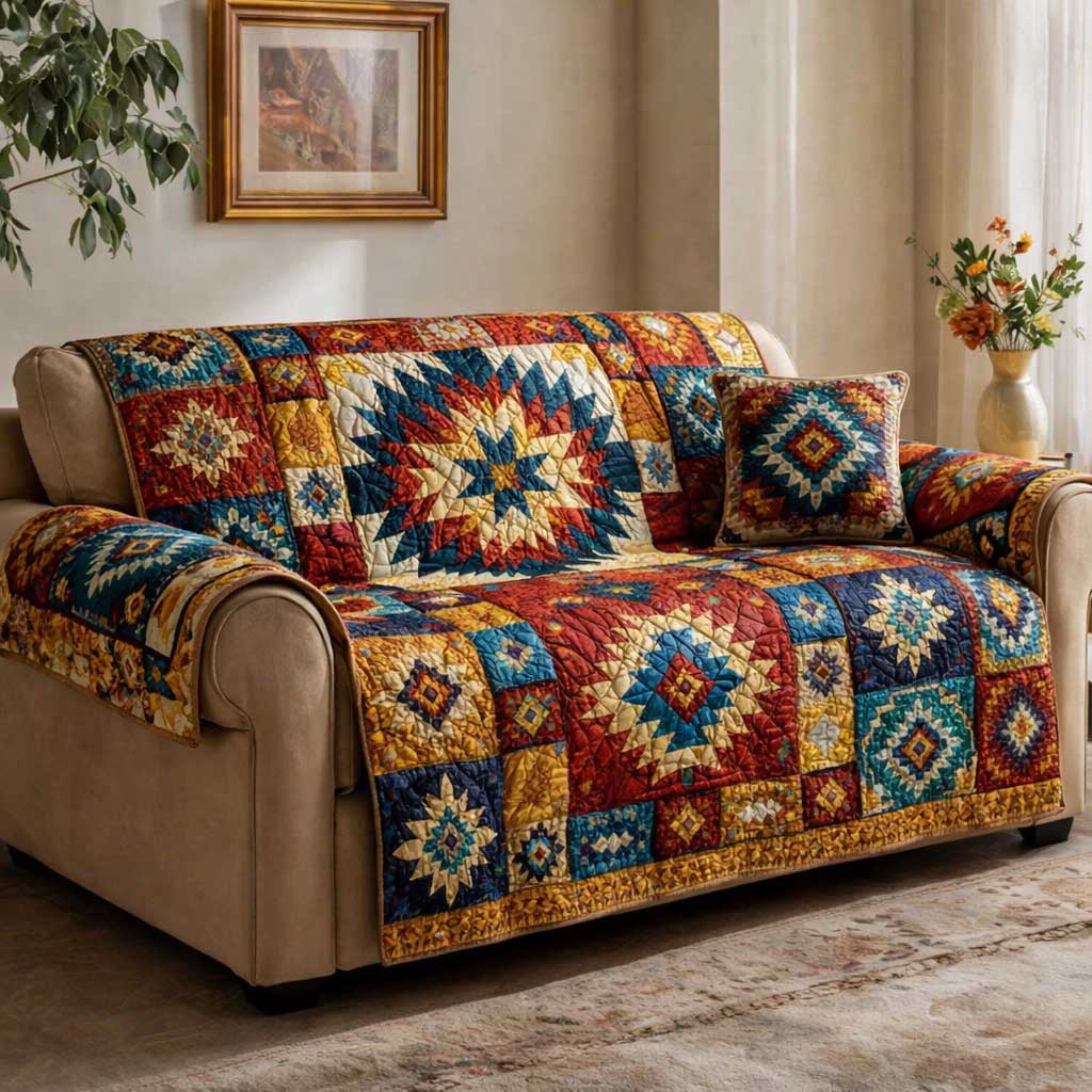 Tribal Lines Quilted Sofa Cover GFTOMA9662