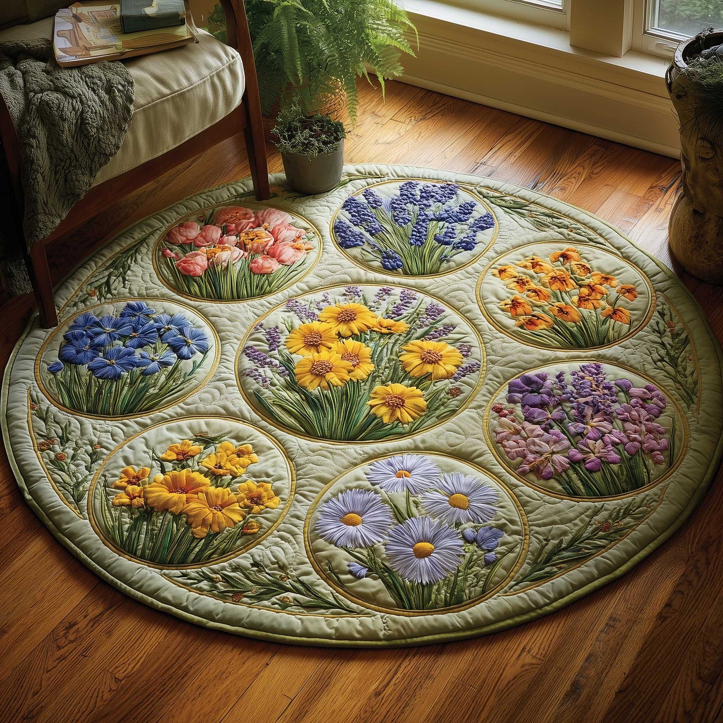 Cottage Bloom Quilted Round Mat GFTOMA9771