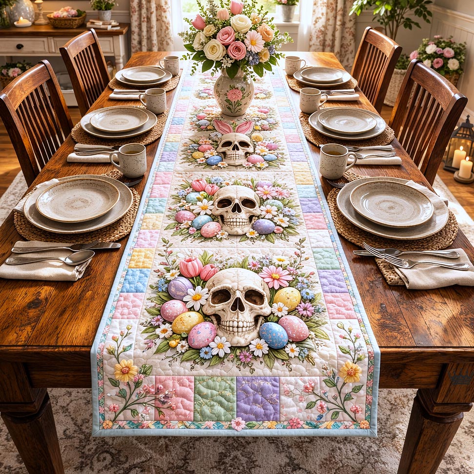 Skull Easter Quilted Table Runner GFTOMA9825
