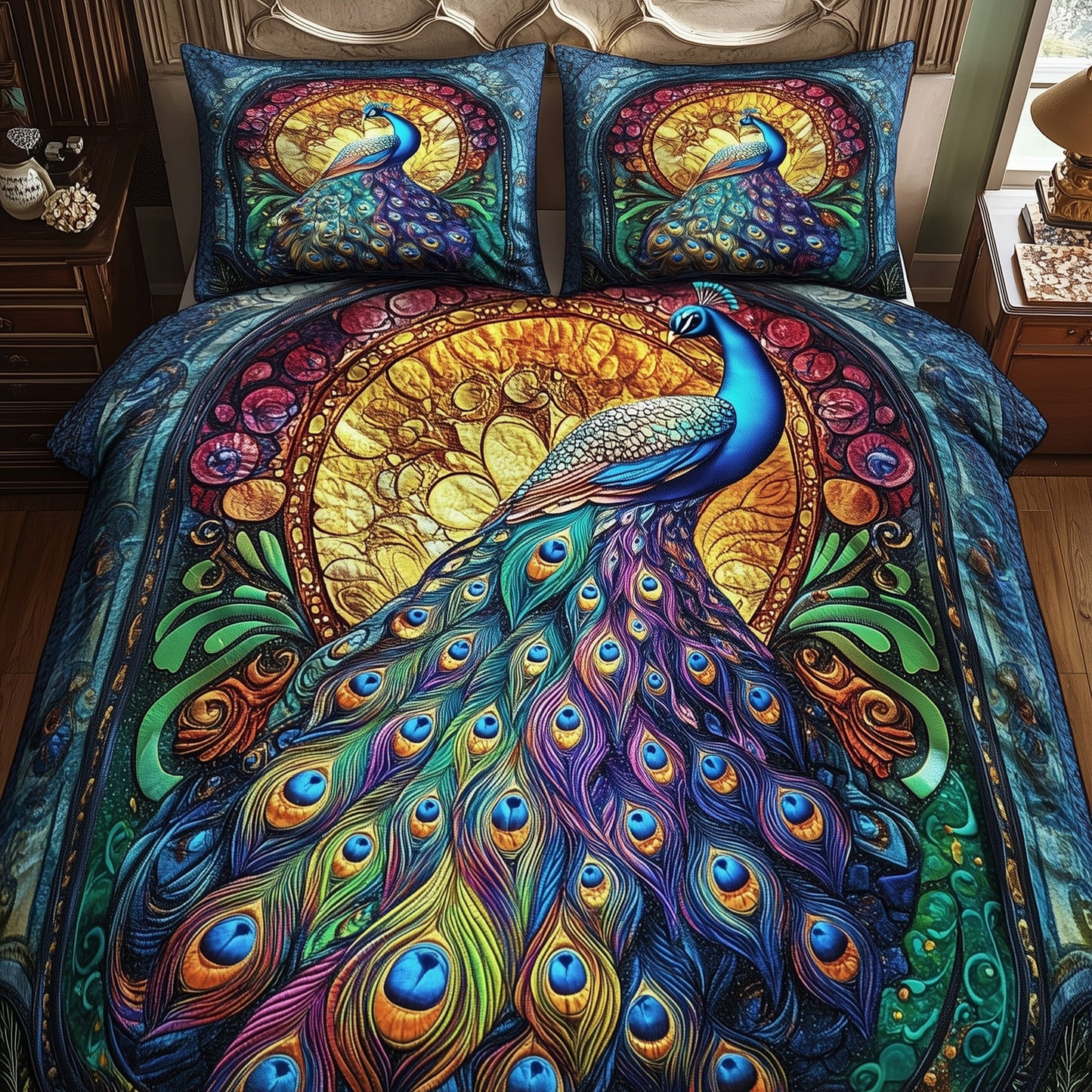 Peacock 3-Piece Quilted Bedding Set GFTOMA982
