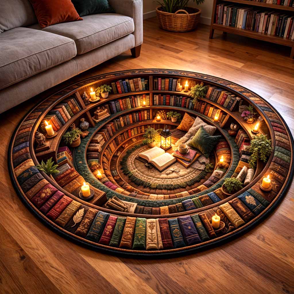 Cozy Reads Quilted Round Mat GFTOMA9881