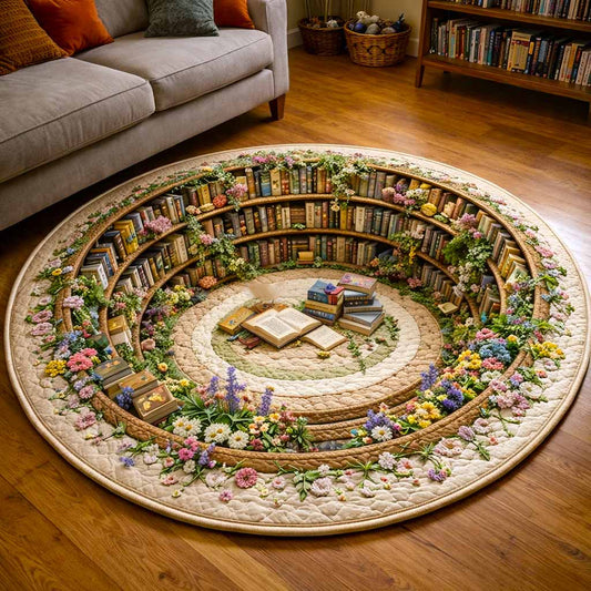 Cozy Library Quilted Round Mat GFTOMA9882