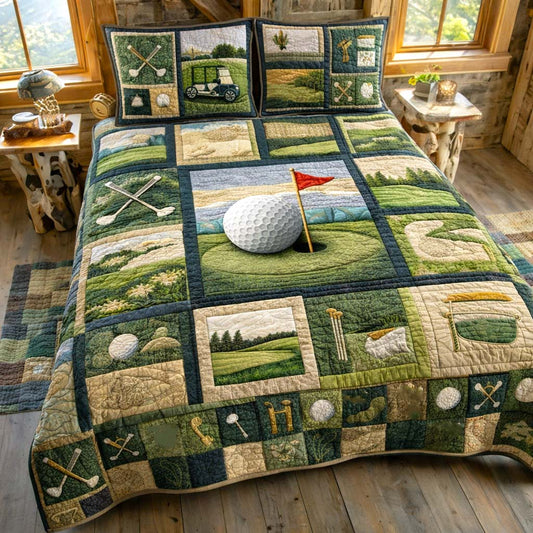 Golf Lodge 3-Piece Quilted Bedding Set GFTOMA9893