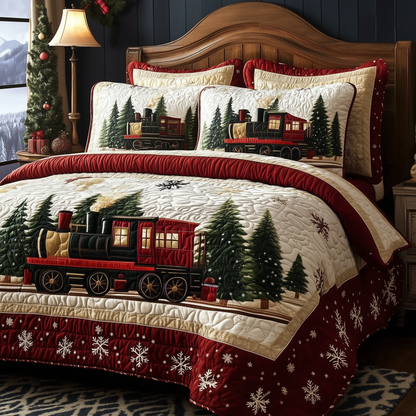 Christmas Train 3-Piece Quilted Bedding Set GFTONL1408