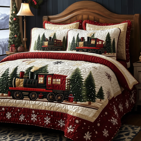 Christmas Train 3-Piece Quilted Bedding Set GFTONL1408