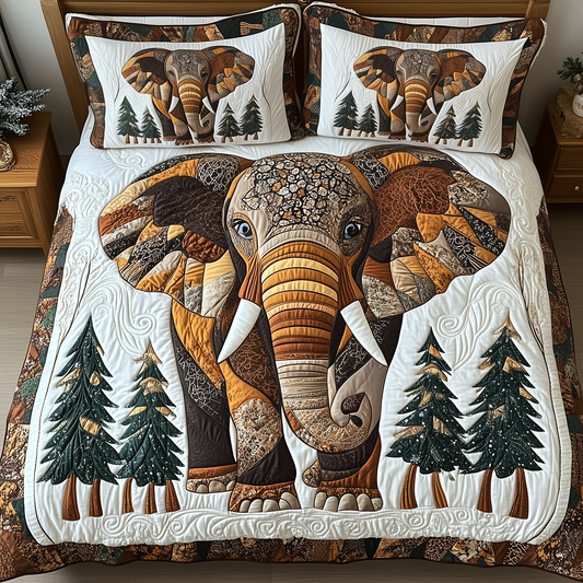 Winter Elephant 3-Piece Quilted Bedding Set GFTONL1552