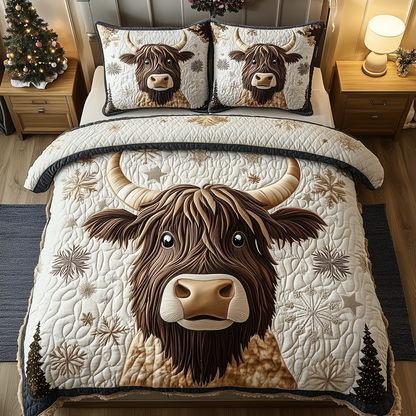 Funky Highland Cow 3-Piece Quilted Bedding Set GFTONL1560