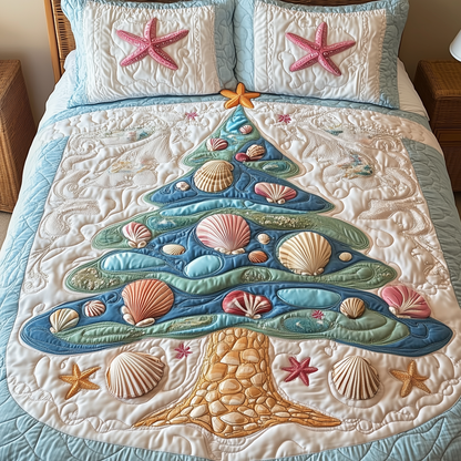 Costal Christmas Tree 3-Piece Quilted Bedding Set GFTONL1569