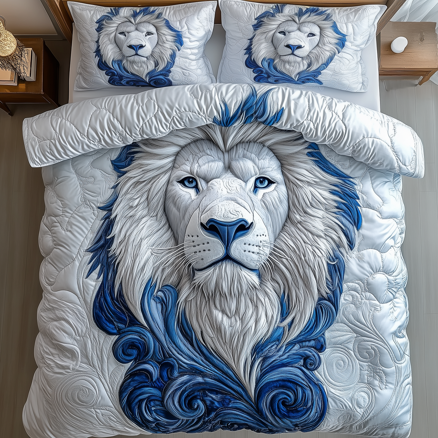 Blue Swirl Lion King 3-Piece Quilted Bedding Set GFTONL1579