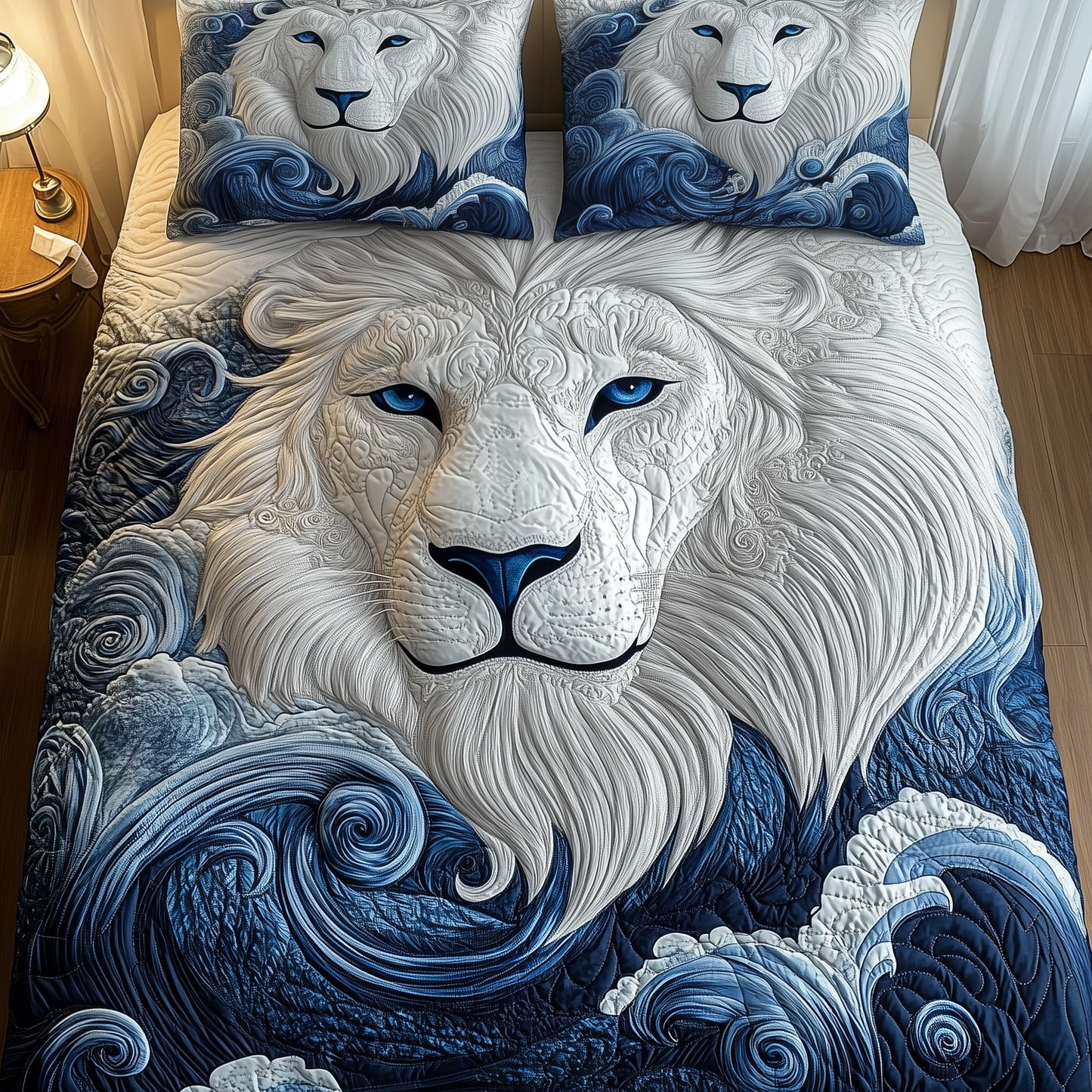 Blue Swirl Lion King 3-Piece Quilted Bedding Set GFTONL1580