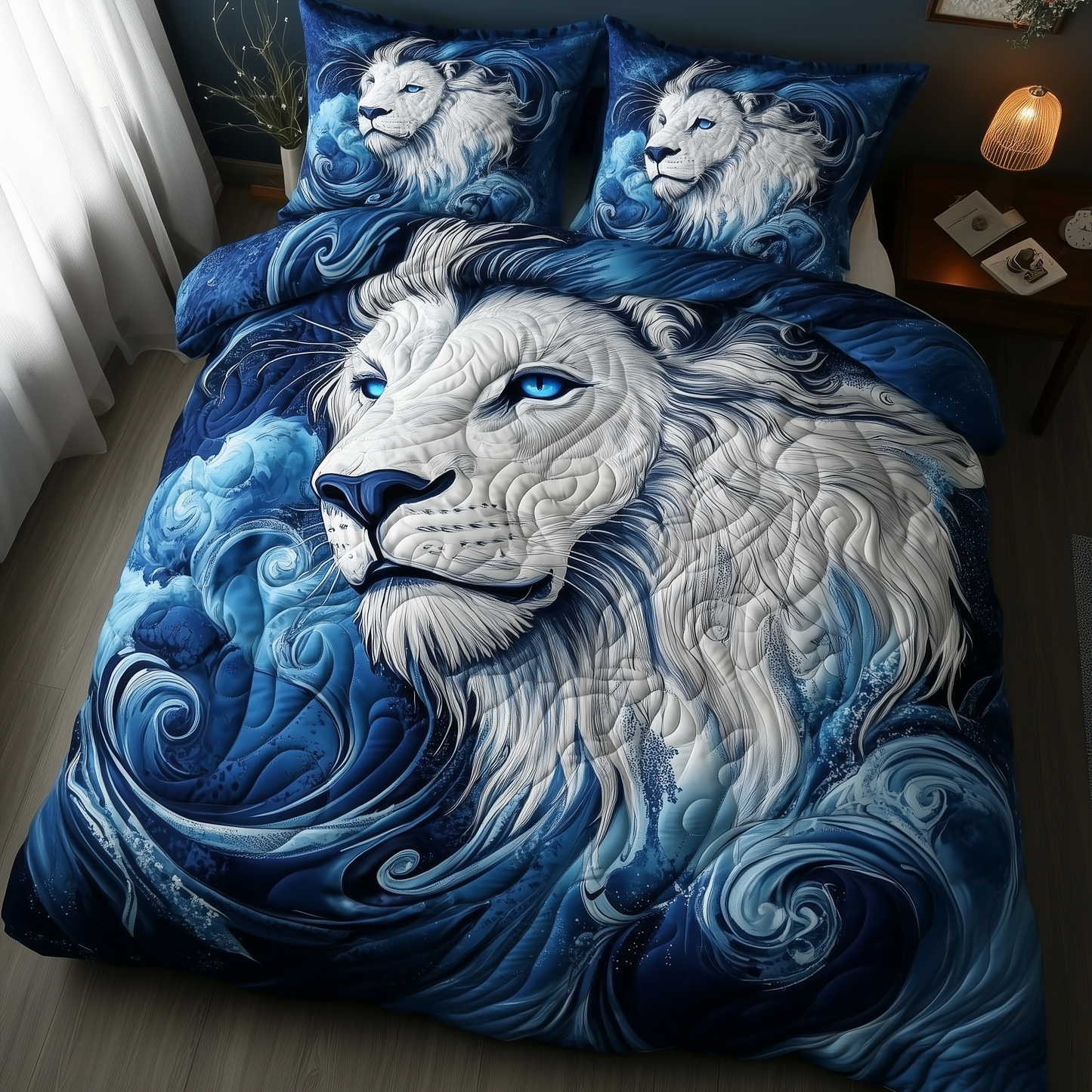 Blue Swirl Lion King 3-Piece Quilted Bedding Set GFTONL1582