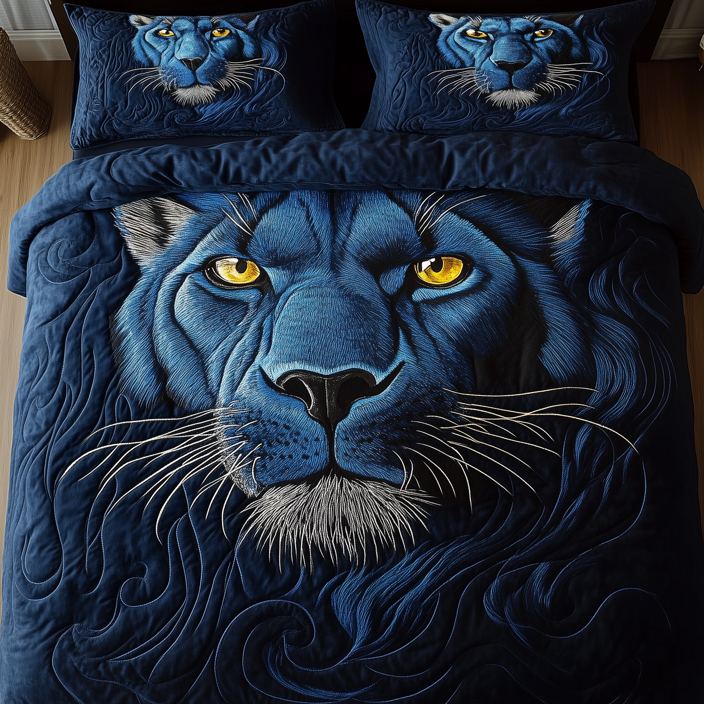 Blue Panther 3-Piece Quilted Bedding Set GFTONL1588