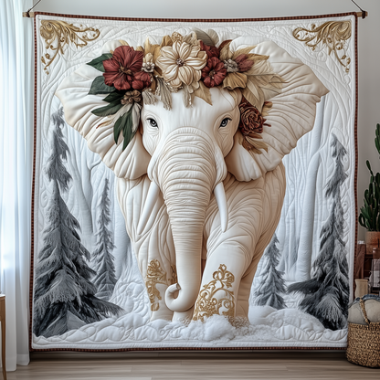 Charming White Elephant Quilted Blanket GFTONL1598