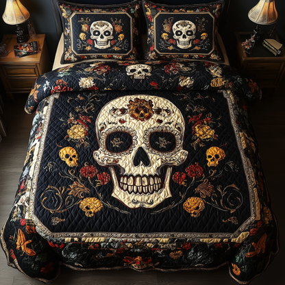Vintage Bold Skull 3-Piece Quilted Bedding Set GFTONL1625