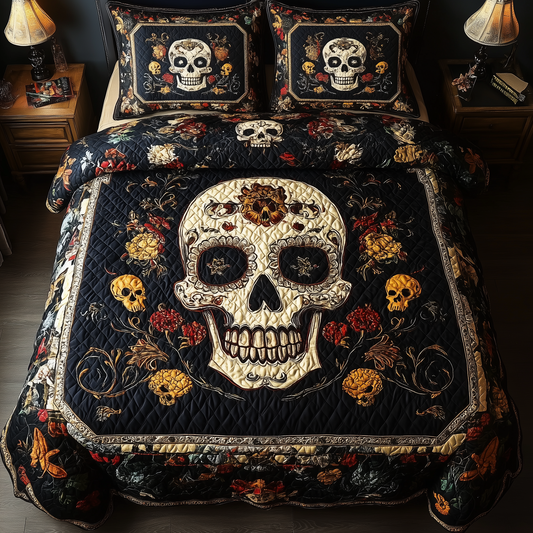 Vintage Bold Skull 3-Piece Quilted Bedding Set GFTONL1625