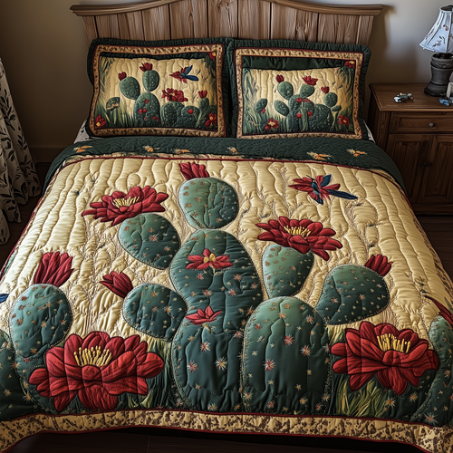 Cactus Dreamer 3-Piece Quilted Bedding Set GFTONL1855