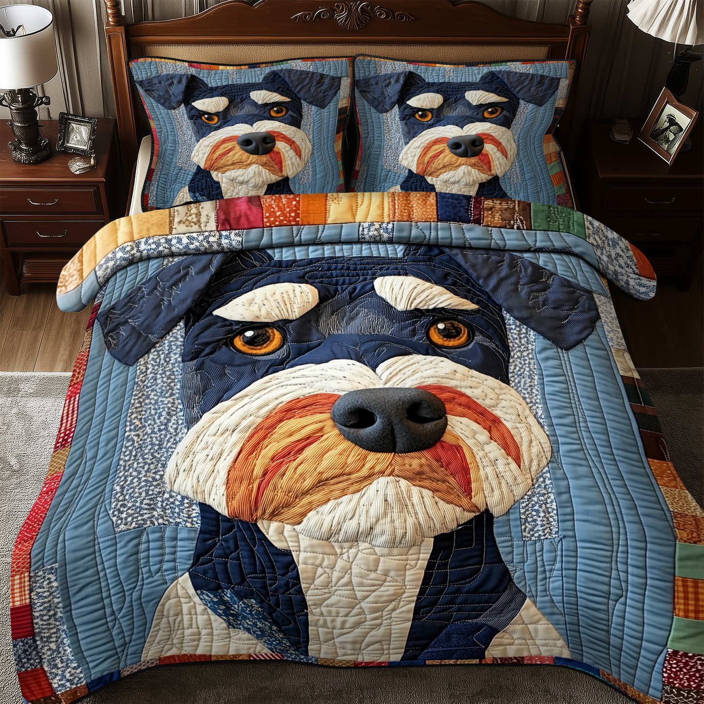 Schnauzer 3-Piece Quilted Bedding Set GFTONL2058
