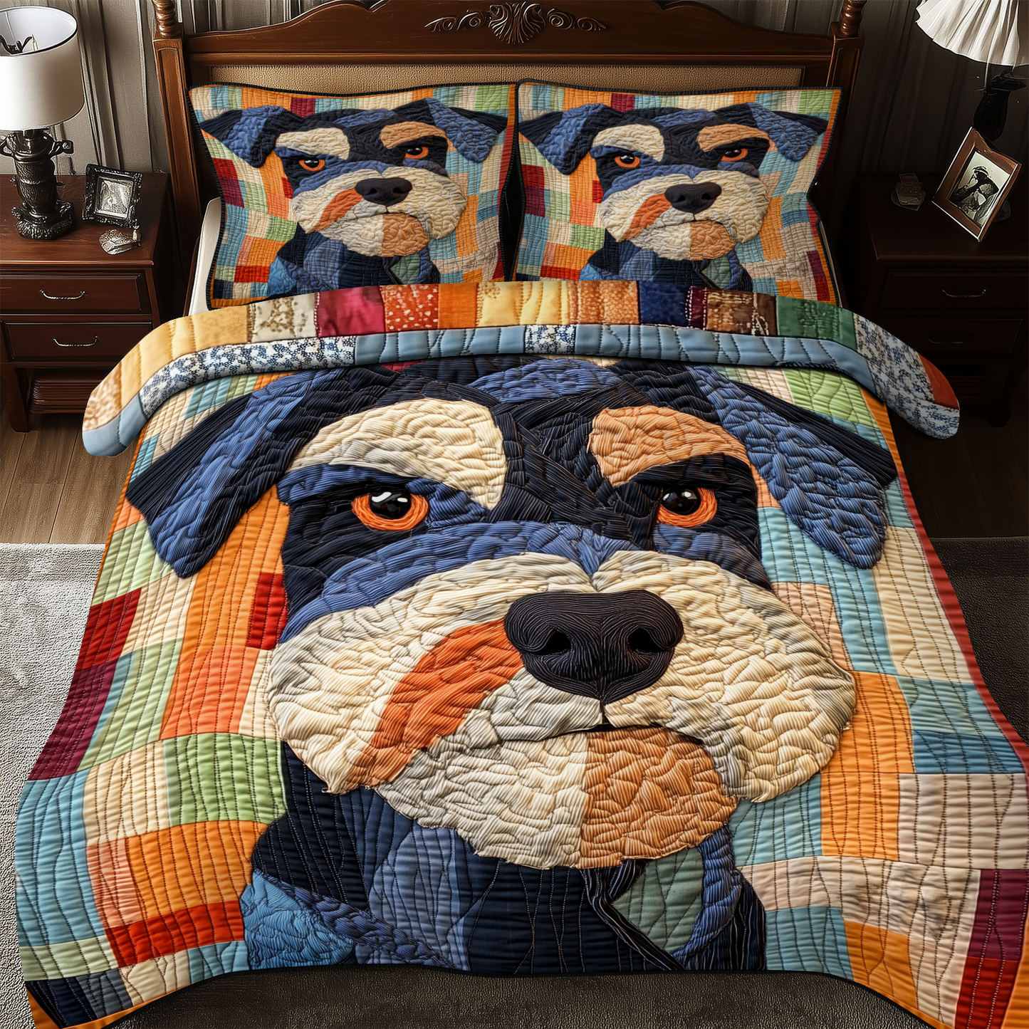 Schnauzer 3-Piece Quilted Bedding Set GFTONL2059