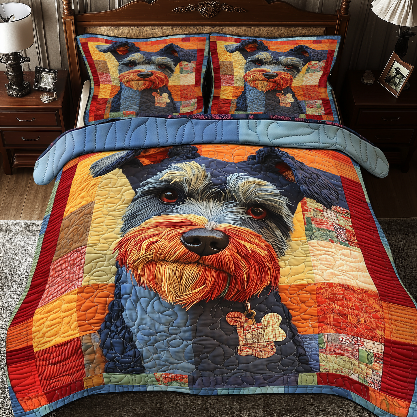 Schnauzer 3-Piece Quilted Bedding Set GFTONL2063