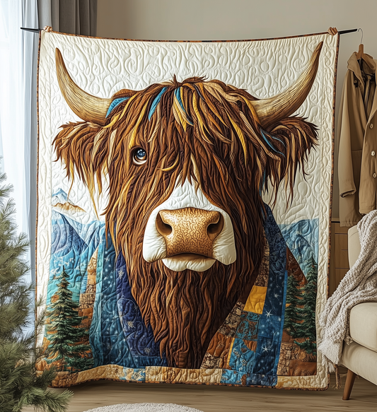 Funky Highland Cow Quilted Blanket GFTONL2085