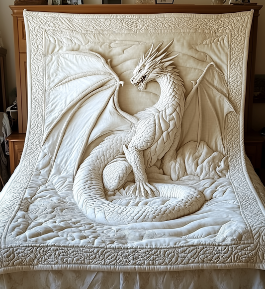 Majesty White Dragon Quilted Blanket GFTONL2092