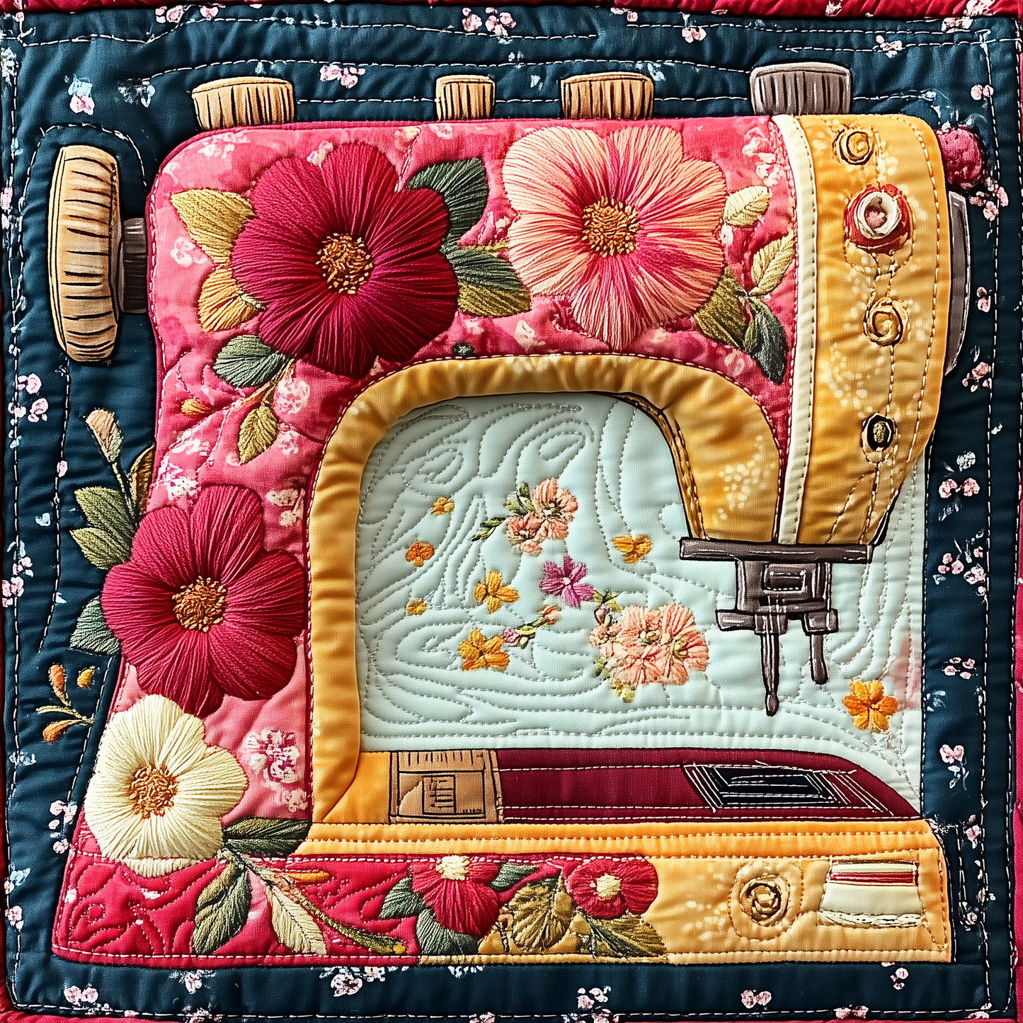 Vintage Sewing Machine Quilted Blanket GFTONL2269