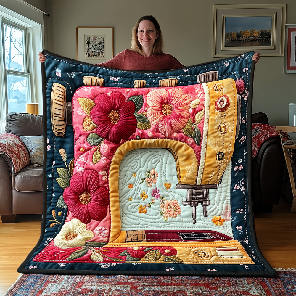 Vintage Sewing Machine Quilted Blanket GFTONL2269