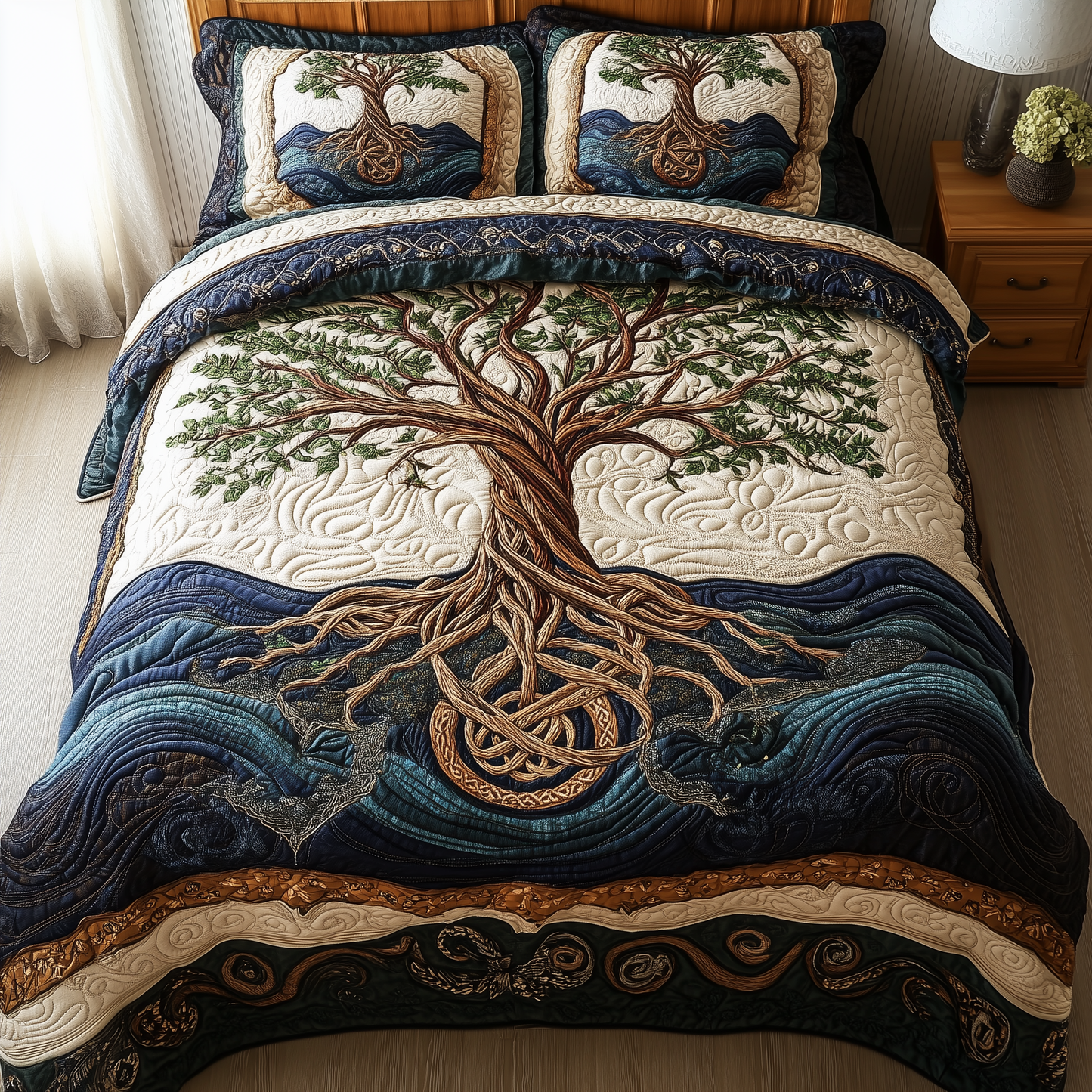 Eternal Tree Of Life 3-Piece Quilted Bedding Set GFTONL2301