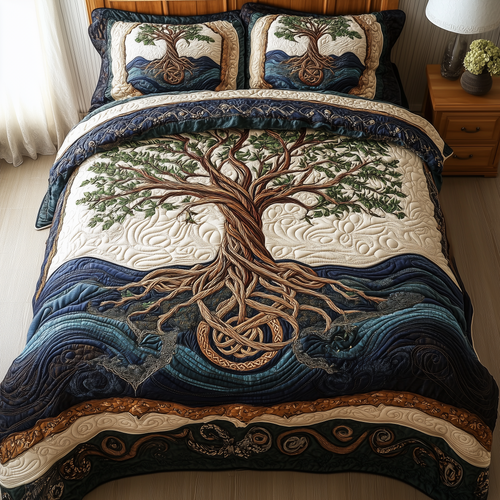 Eternal Tree Of Life 3-Piece Quilted Bedding Set GFTONL2301