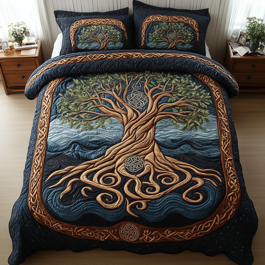 Eternal Tree Of Life 3-Piece Quilted Bedding Set GFTONL2304