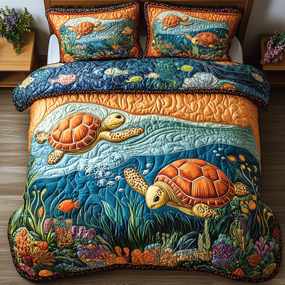 Turtle 3-Piece Quilted Bedding Set GFTONL2497