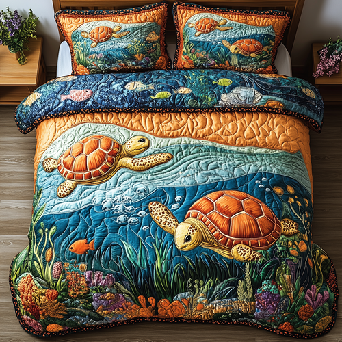 Turtle 3-Piece Quilted Bedding Set GFTONL2497