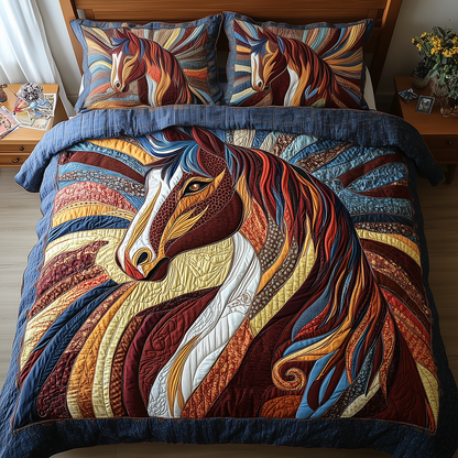 Horse 3-Piece Quilted Bedding Set GFTONL2673