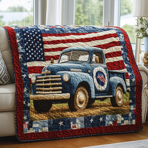 Patriotic America Truck Quilted Blanket GFTONL2776